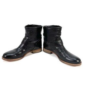 Saks Fifth Avenue Italy 10022 Shoe Black Leather Ankle Engineer Boots Women 35.5